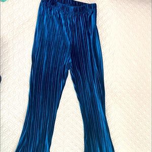 Hot turquoise velvet flares